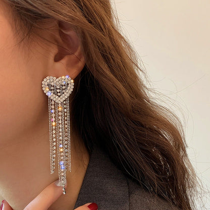 Silver Post Bling Heart Earrings
