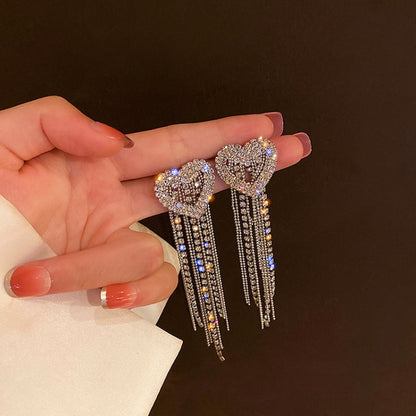 Silver Post Bling Heart Earrings