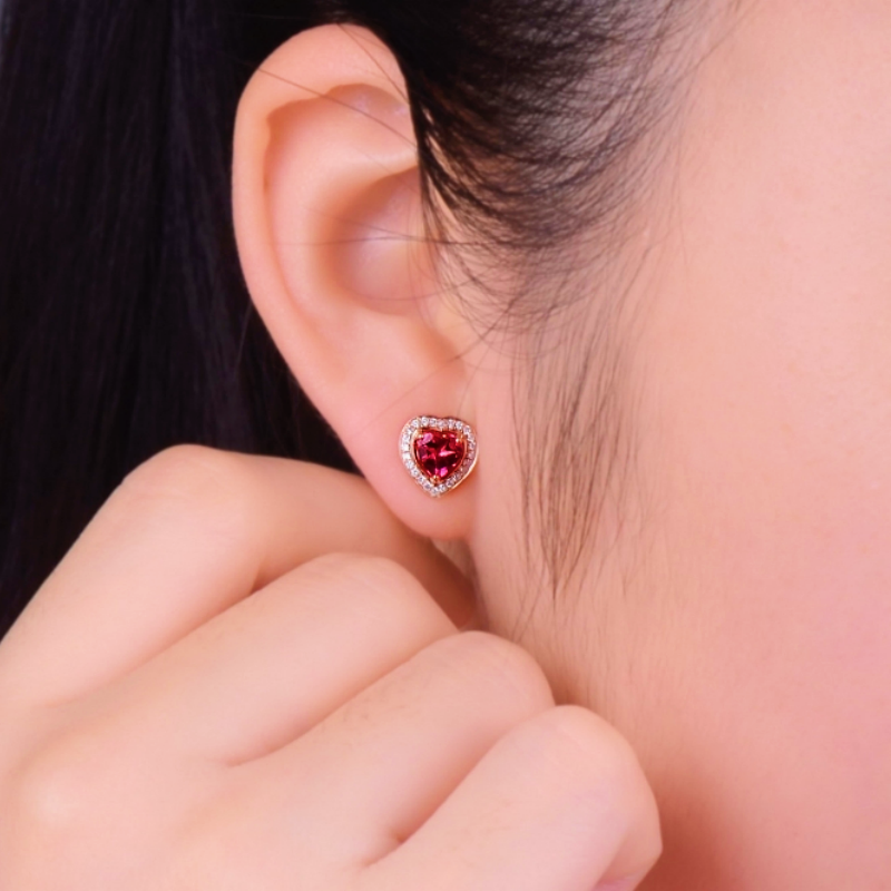 Silver Post Zircon Rose Stud Earrings