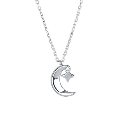 Sterling Silve Star And Moon Necklace