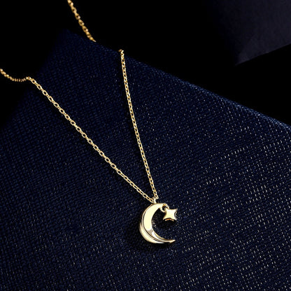 Sterling Silve Star And Moon Necklace