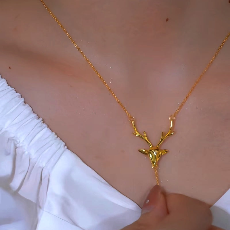 Sterling Silver 18K Gold-Plated Elk Chain Necklace
