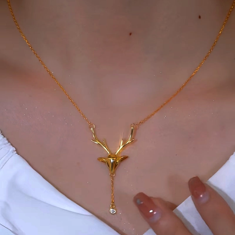 Sterling Silver 18K Gold-Plated Elk Chain Necklace