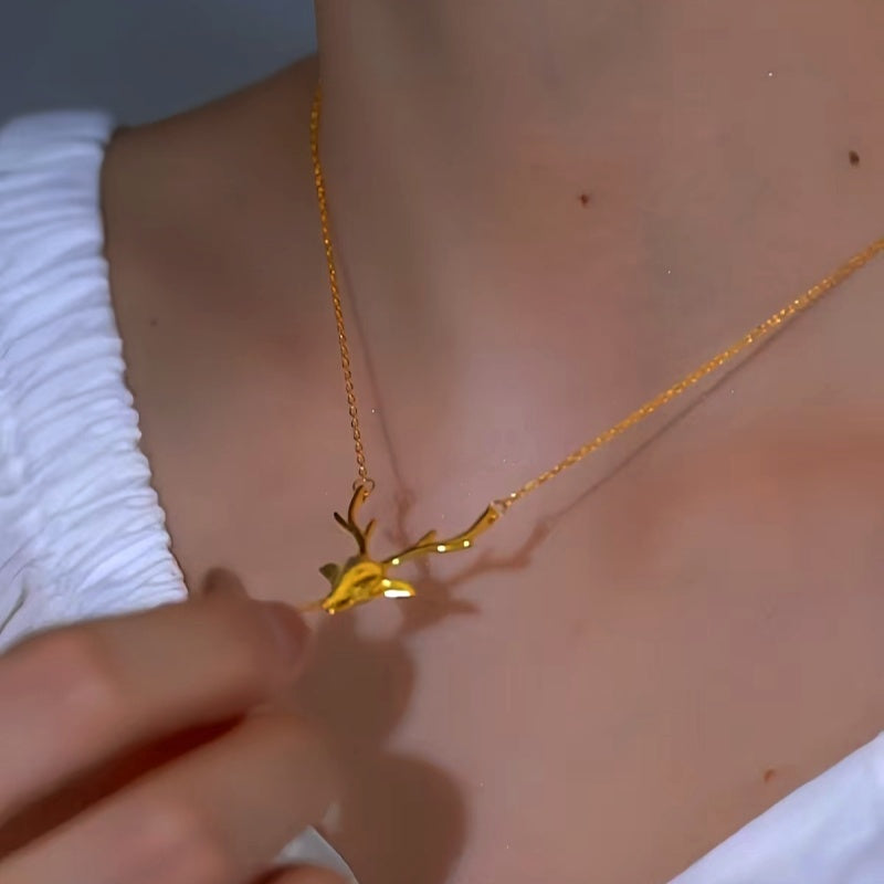 Sterling Silver 18K Gold-Plated Elk Chain Necklace