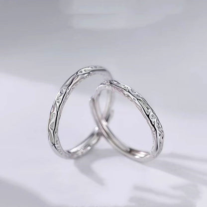 Sterling Silver Adjustable Candy Paper Couple Rings