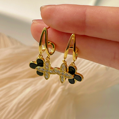 Sterling Silver Agate Four-Leaf Clover Earrings