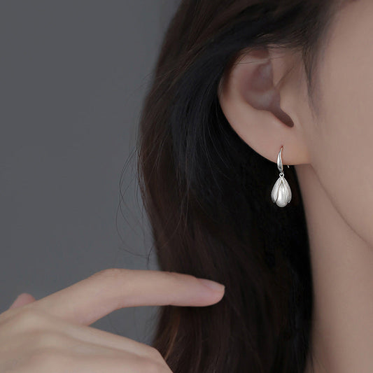 Sterling Silver Artificial Pearl Bud Ear Hook Earrings