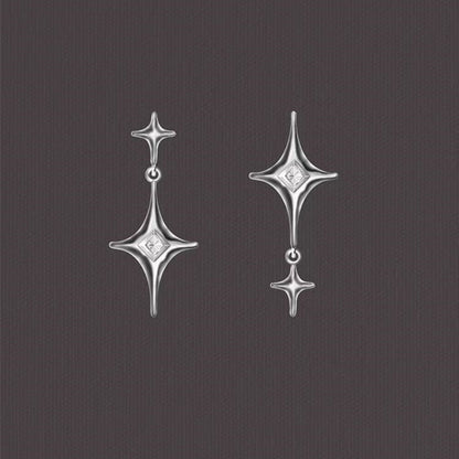 Sterling Silver Asymmetric Star Earrings