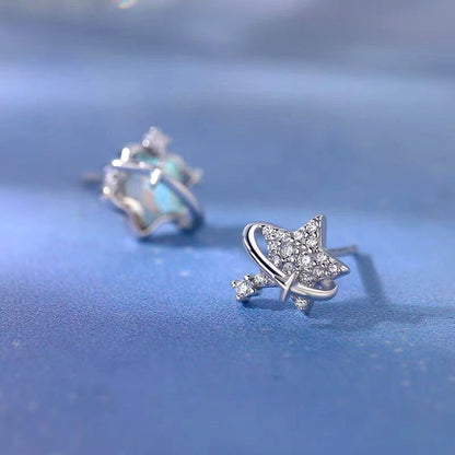 Sterling Silver Asymmetrical Star Earrings