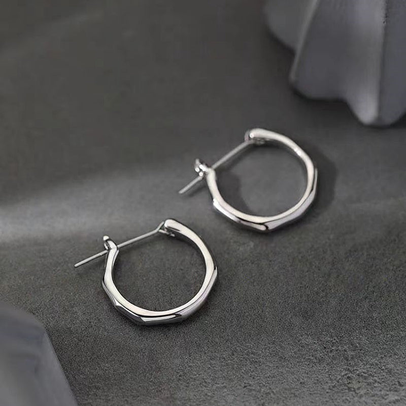 Sterling Silver Bamboo Hoop Earrings