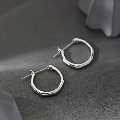Sterling Silver Bamboo Hoop Earrings