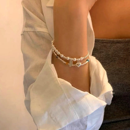 Sterling Silver Beaded Elastic Bracelets