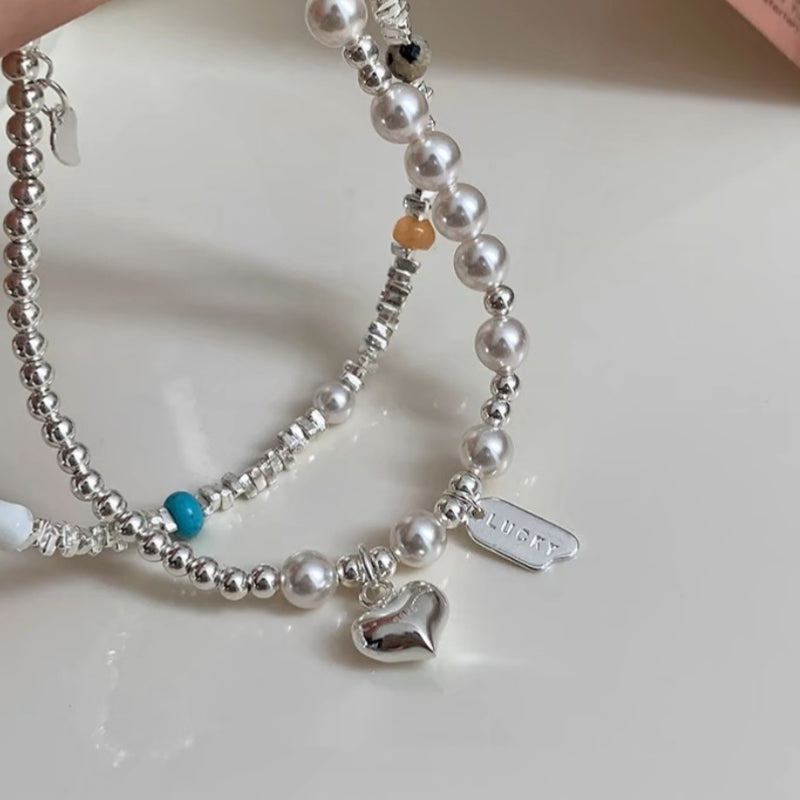 Sterling Silver Beaded Elastic Bracelets