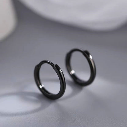 Sterling Silver Black Small Hoop Earrings