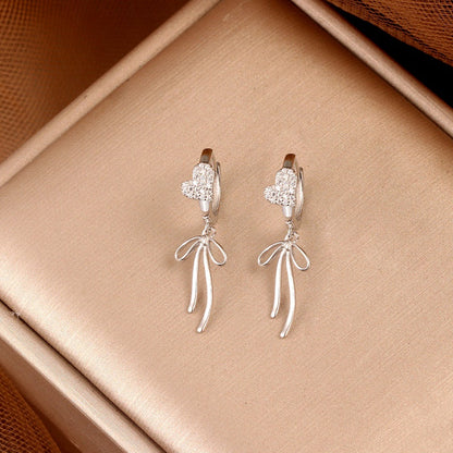 Sterling Silver Bow Heart Earrings
