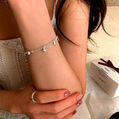 Sterling Silver Butterfly And Heart Bracelets