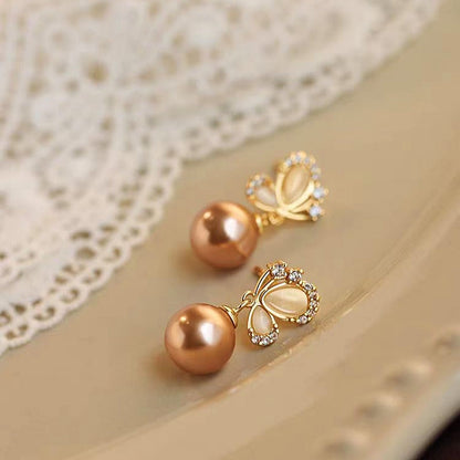 Sterling Silver Butterfly Pearl Earrings