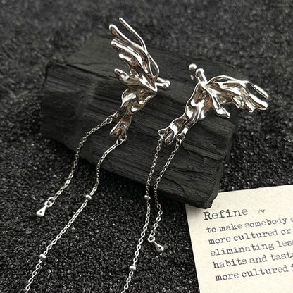 Sterling Silver Butterfly Tassel Ear Clips