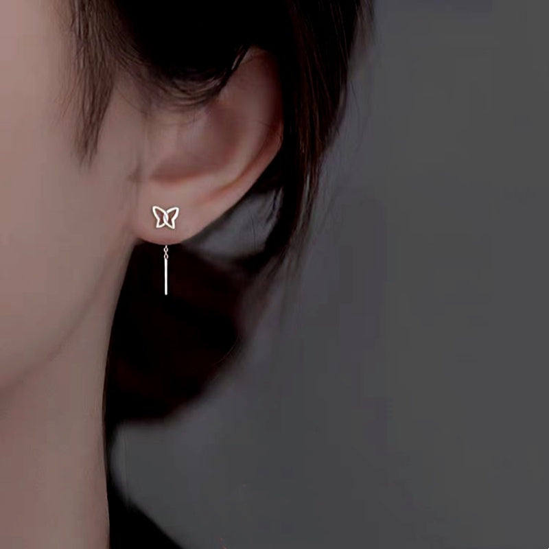 Sterling Silver Butterfly Threader Earrings