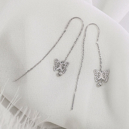 Sterling Silver Butterfly Threader Earrings