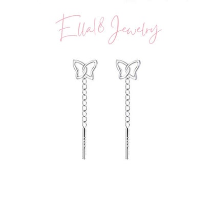 Sterling Silver Butterfly Threader Earrings