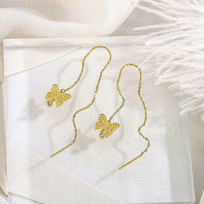 Sterling Silver Butterfly Threader Earrings