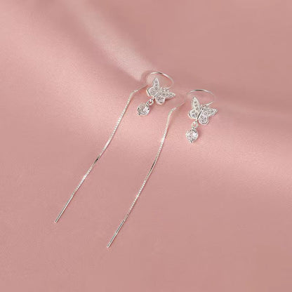 Sterling Silver Butterfly Threader Earrings
