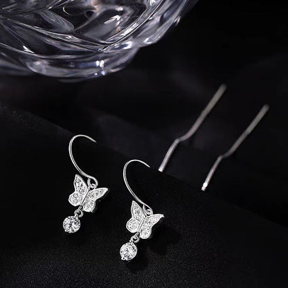Sterling Silver Butterfly Threader Earrings