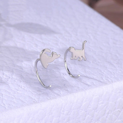 Sterling Silver Cat Ear Hook Earrings