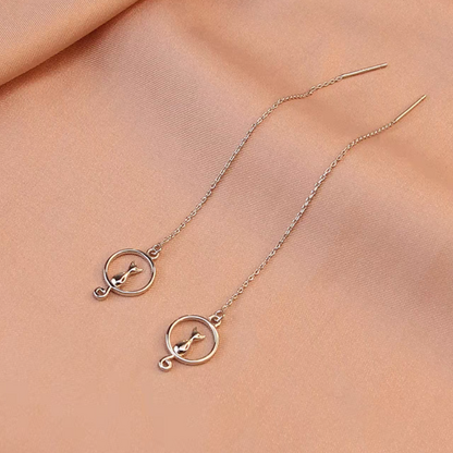 Sterling Silver Cat Threader Earrings