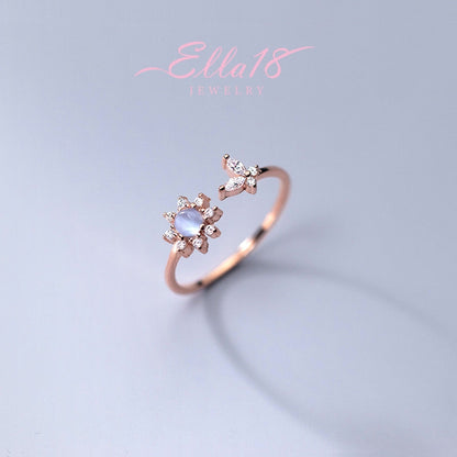 Sterling Silver Cat's Eye Diamond Butterfly Sunflower Rings