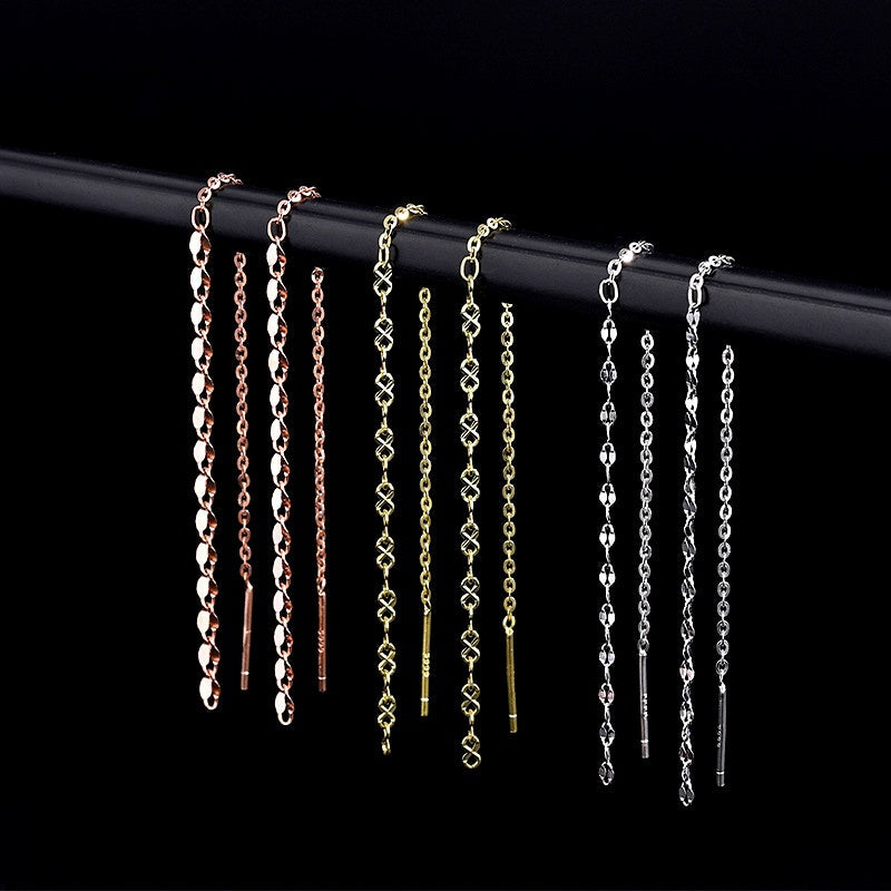 Sterling Silver Chain Thrreader Earrings