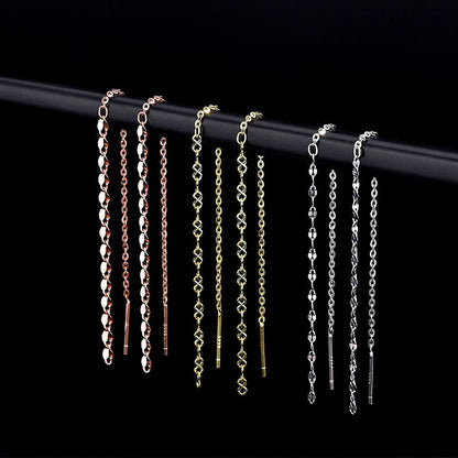 Sterling Silver Chain Thrreader Earrings