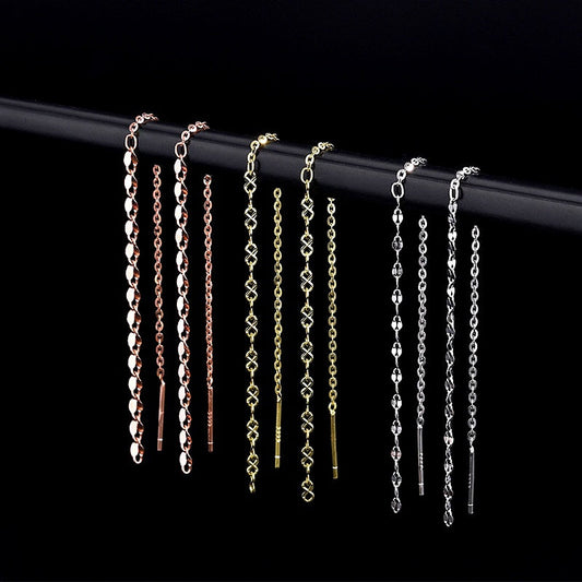 Sterling Silver Chain Thrreader Earrings