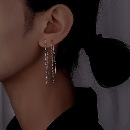 Sterling Silver Chain Thrreader Earrings