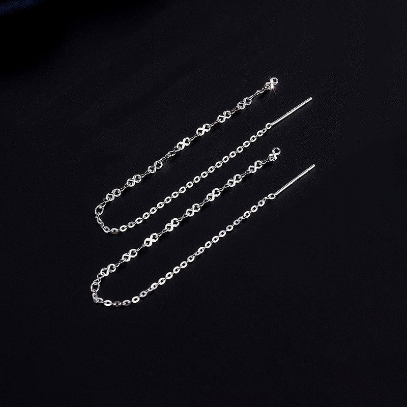 Sterling Silver Chain Thrreader Earrings
