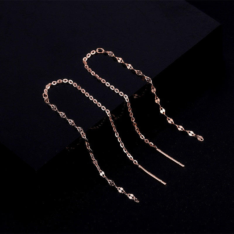 Sterling Silver Chain Thrreader Earrings