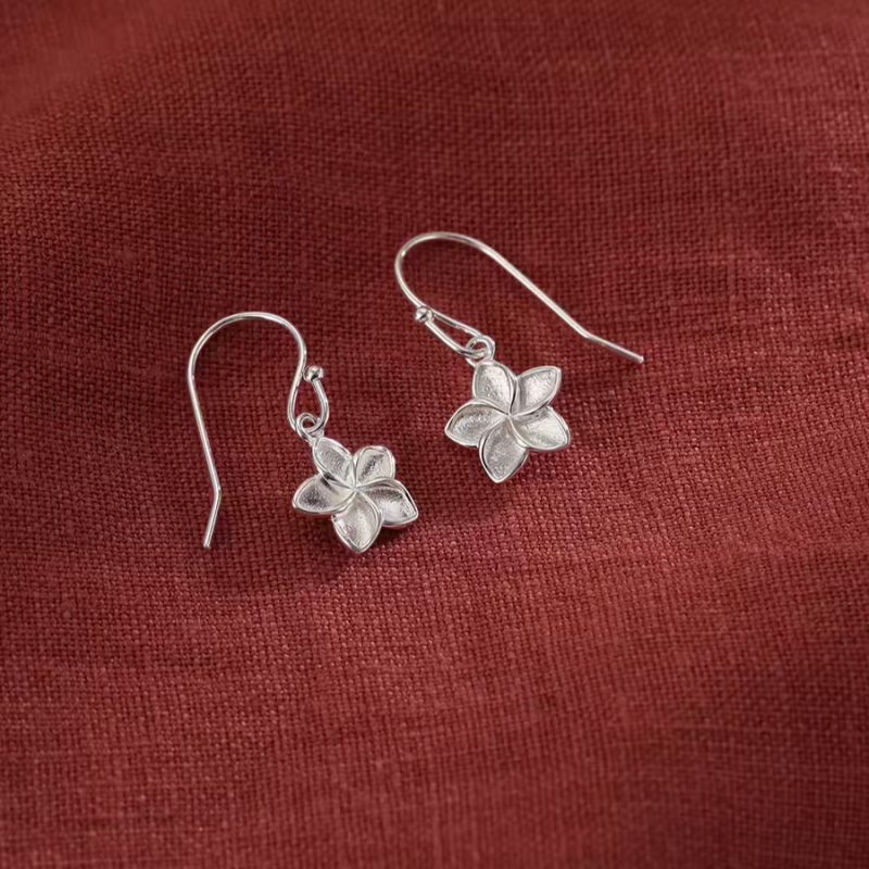 Sterling Silver Cherry Blossom Silver Ear Hook Earrings