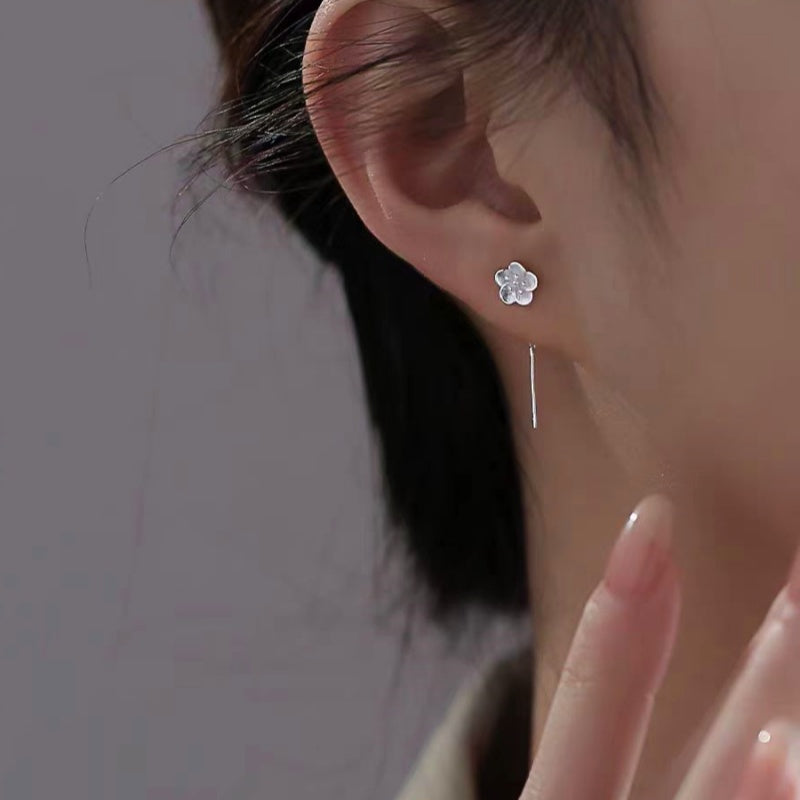 Sterling Silver Cherry Blossom Threader Earrings