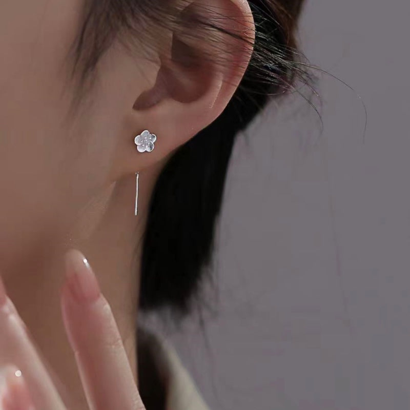Sterling Silver Cherry Blossom Threader Earrings