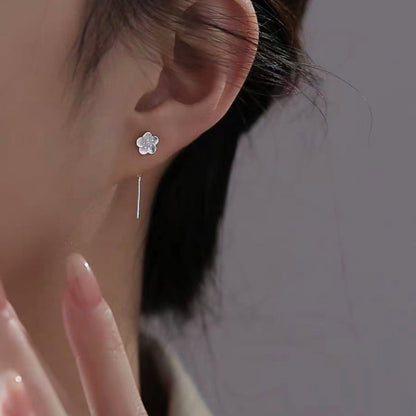 Sterling Silver Cherry Blossom Threader Earrings
