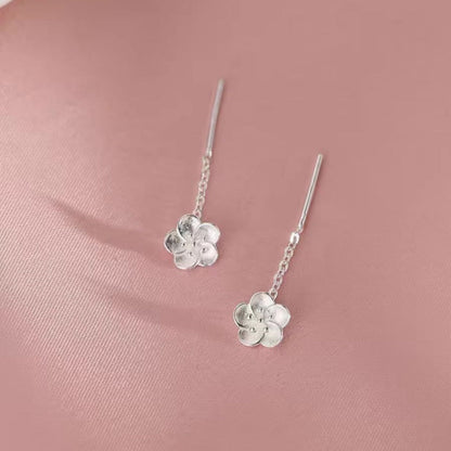 Sterling Silver Cherry Blossom Threader Earrings