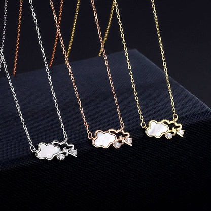 Sterling Silver Cloud Rain Drop Necklace