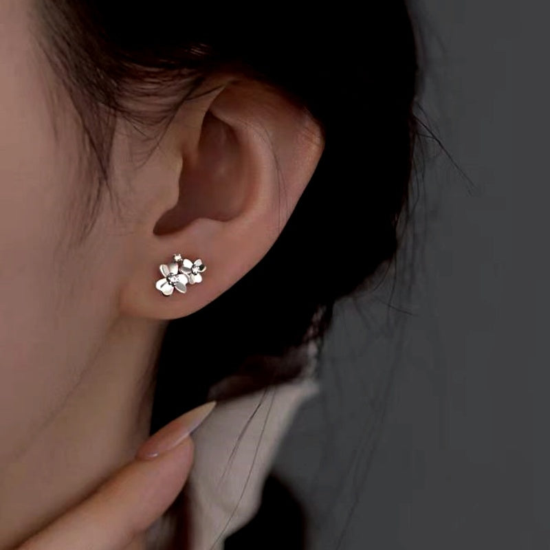 Sterling Silver Clover Stud Earrings