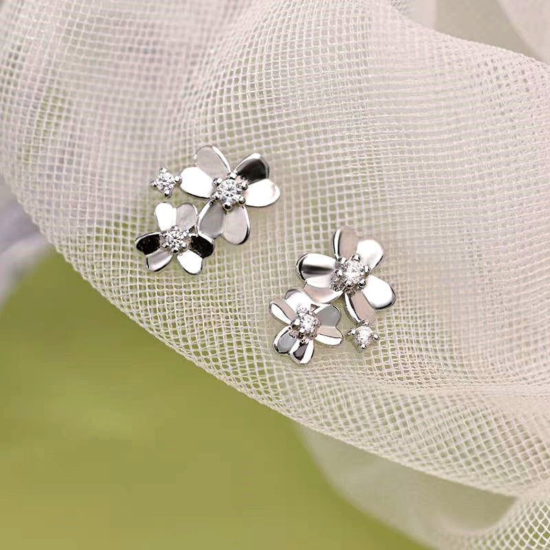 Sterling Silver Clover Stud Earrings