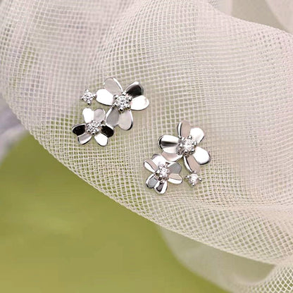 Sterling Silver Clover Stud Earrings