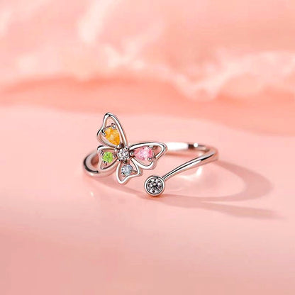 Sterling Silver Colorful Diamond Butterfly Set