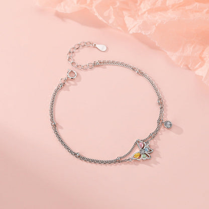 Sterling Silver Colorful Diamond Butterfly Set