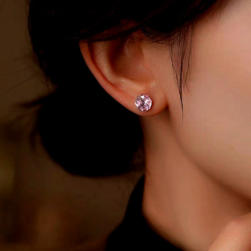 Sterling Silver Colorful Diamond Stud Earrings