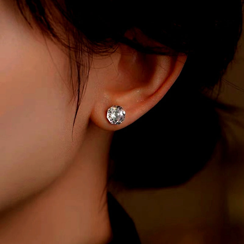 Sterling Silver Colorful Diamond Stud Earrings